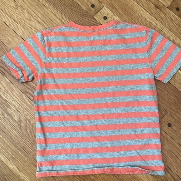 GAP Kids Boy L 10 Orange Grey Stripe Short Sleeve V-Neck T-Shirt - Picture 5 of 5